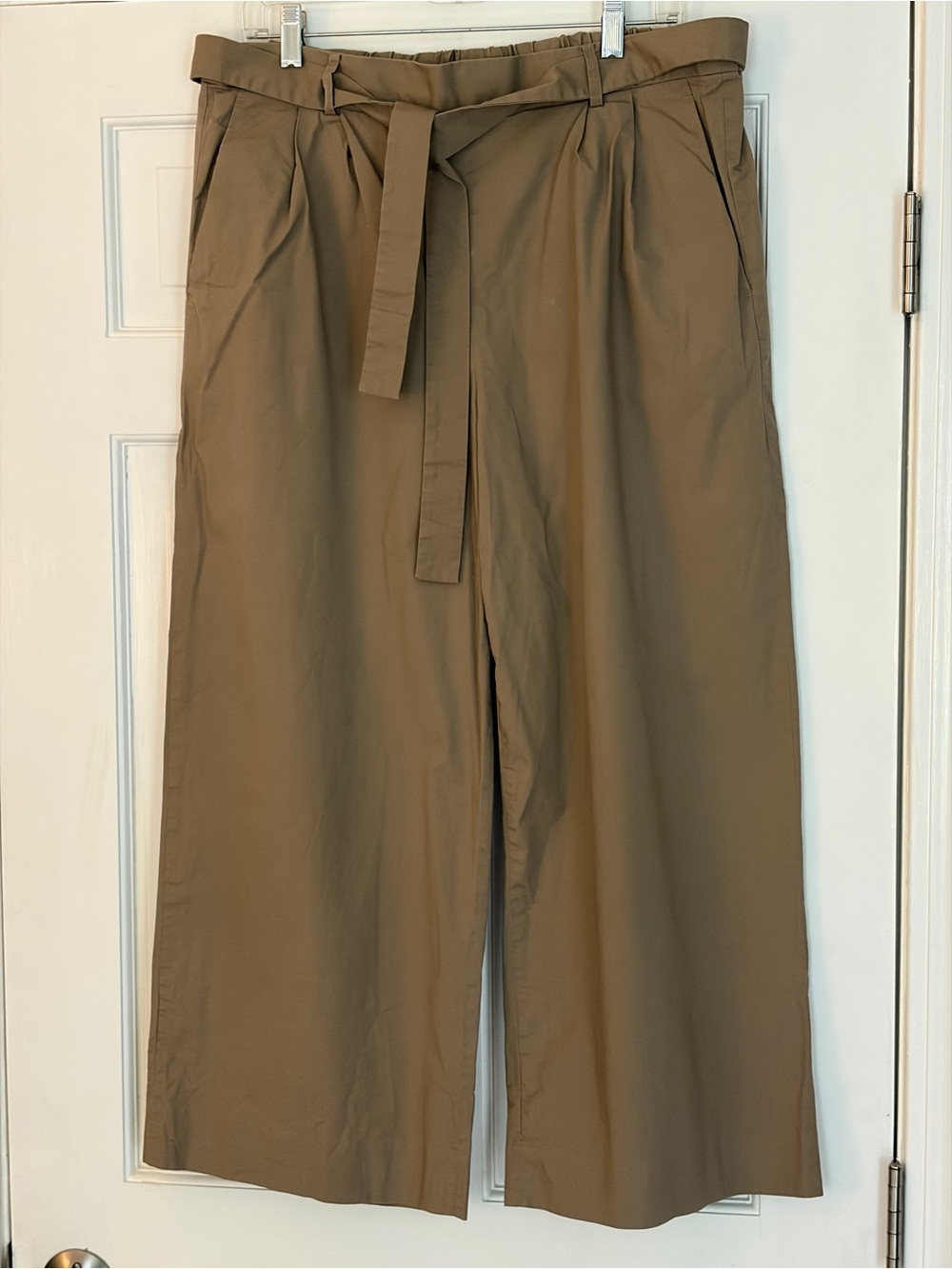 J. Crew Women’s Wide-Leg Paperbag Waist Chino Pants in Tan